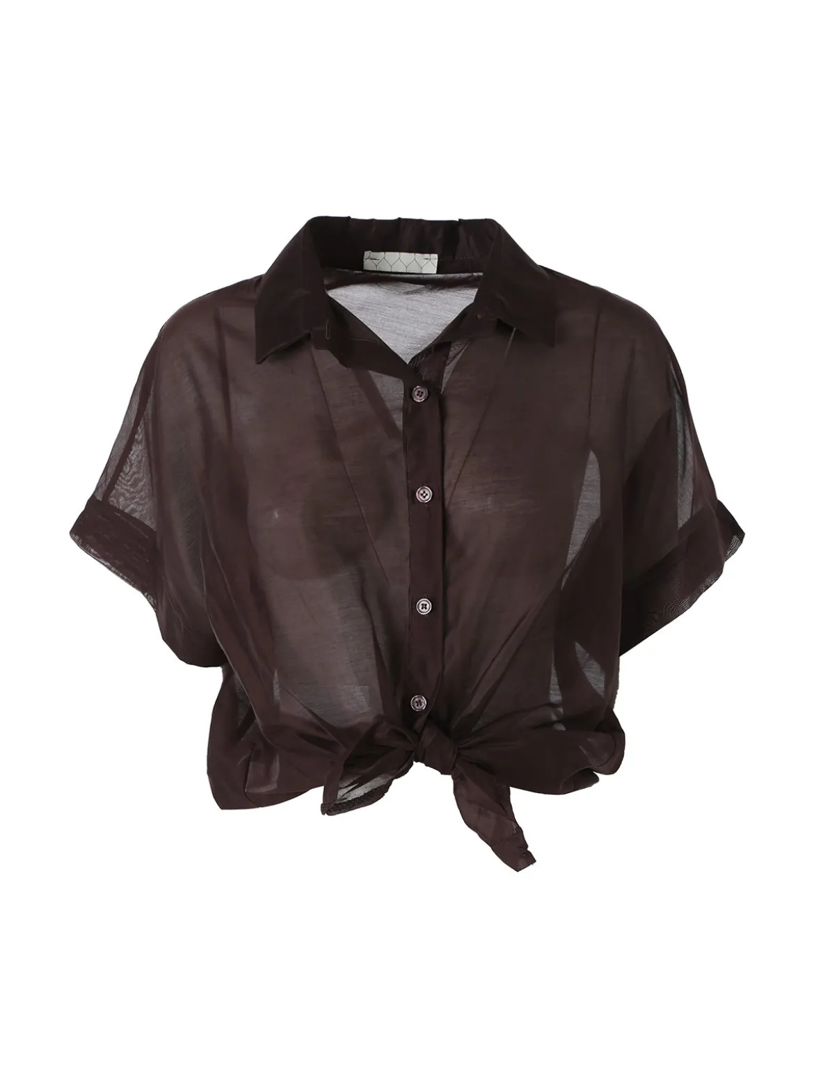 Solada Camicia donna annodata a maniche corte - moro