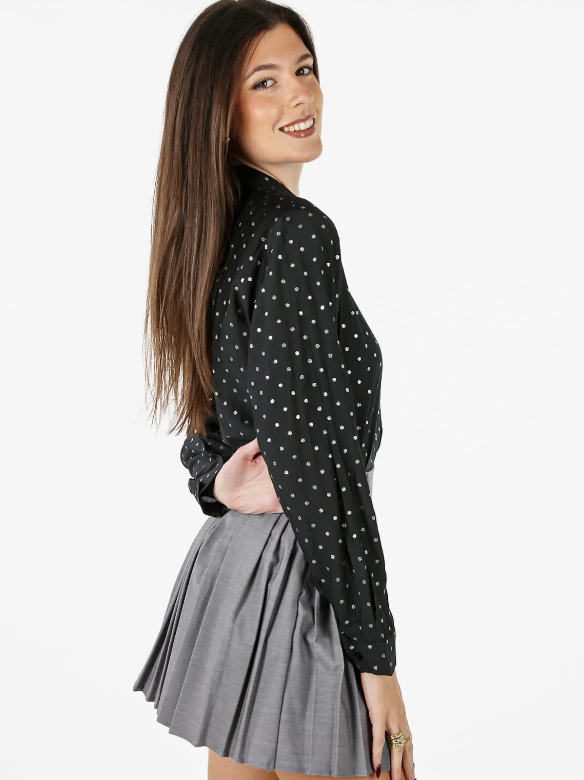 Solada Camicia donna a pois con taschino - nero