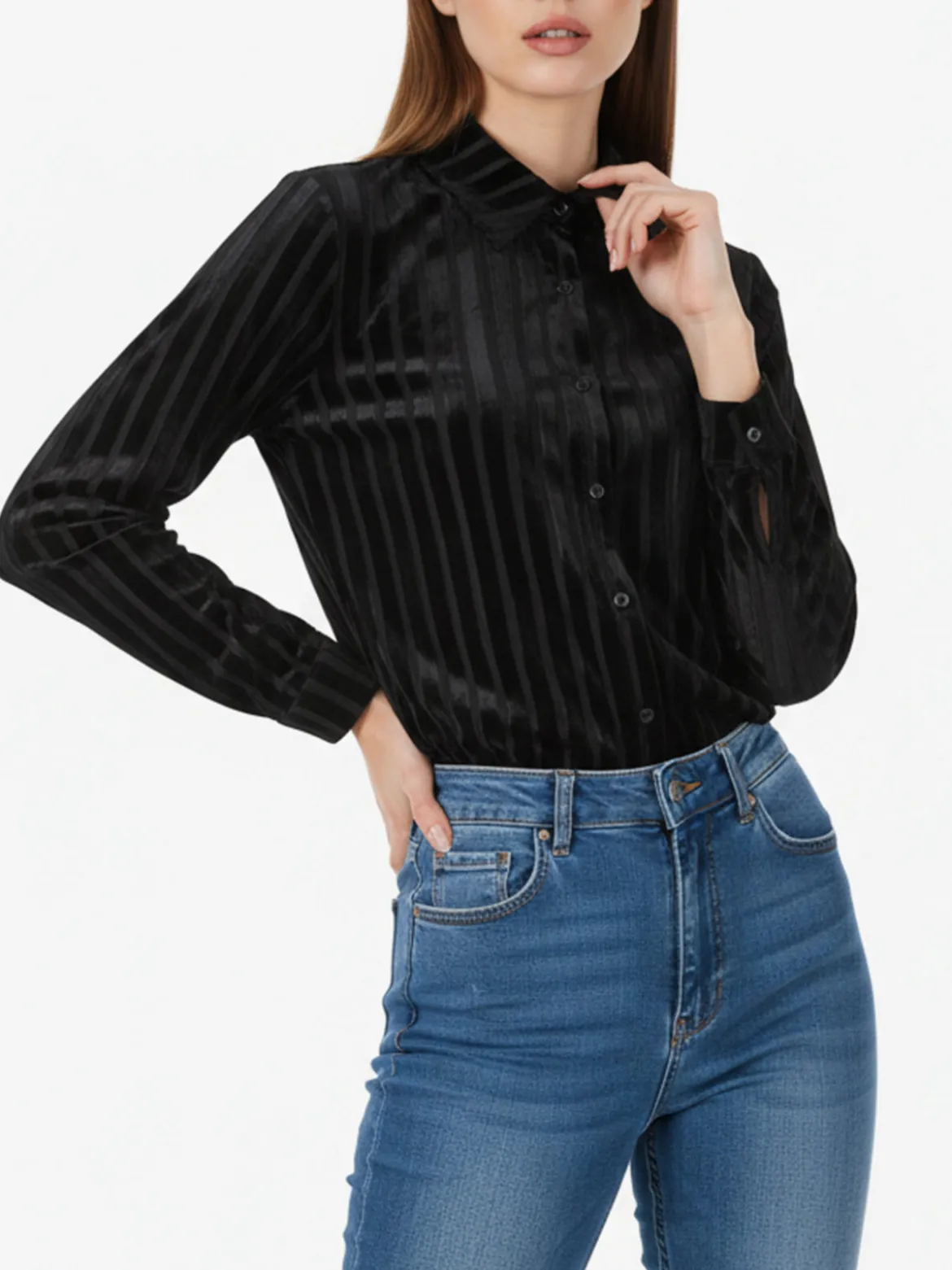 Solada Camicia donna con dettagli in ciniglia a maniche lunghe - bordeaux
