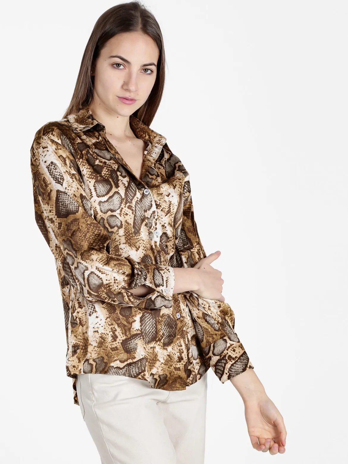 Solada Camicia donna con stampa animalier a maniche lunghe