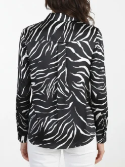 Solada Camicia donna con stampe bicolore a maniche lunghe - nero
