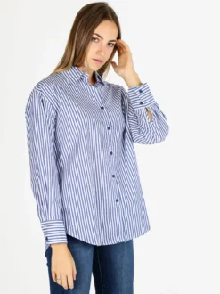 Solada Camicia donna in cotone a righe - blu