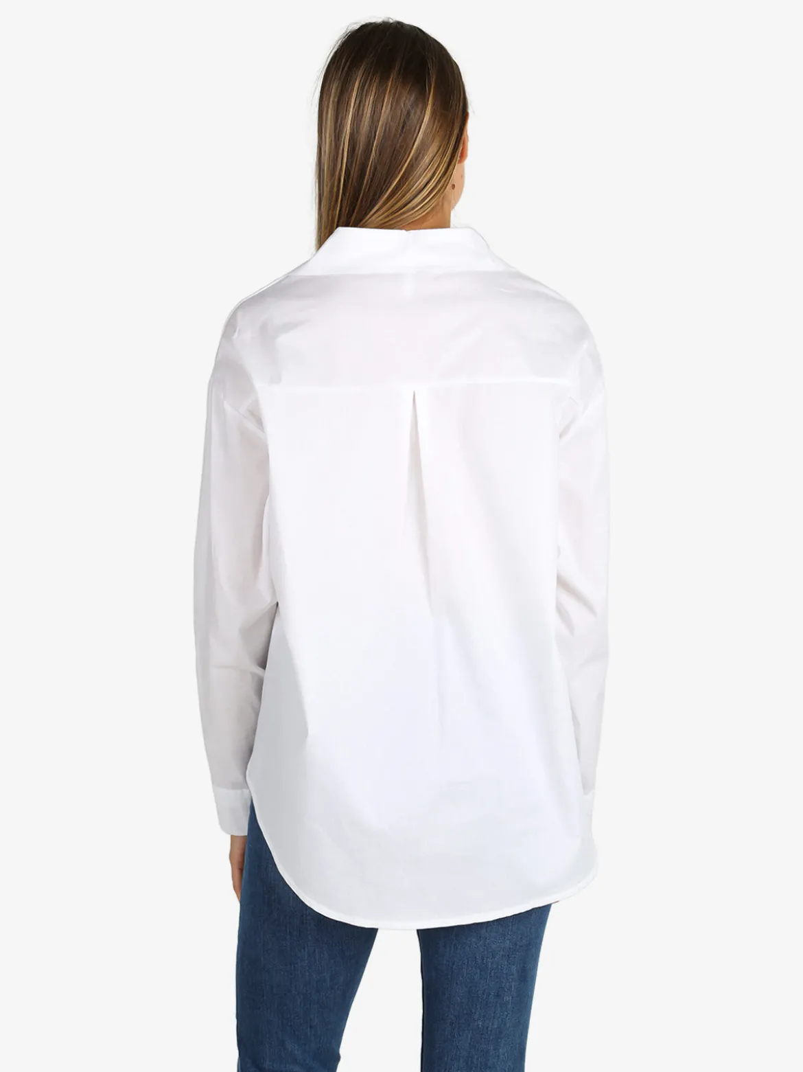 Solada Camicia donna in cotone oversize a maniche lunghe - bianco