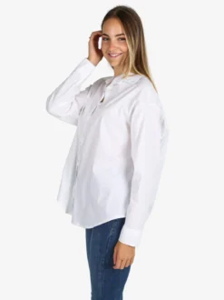 Solada Camicia donna in cotone oversize a maniche lunghe - bianco