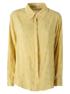 Solada Camicia donna oversize a maniche lunghe in misto cotone - giallo