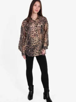 Solada Camicia donna oversize animalier con strass