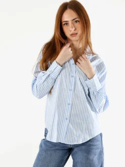 Solada Camicia donna oversize a righe - azzurro