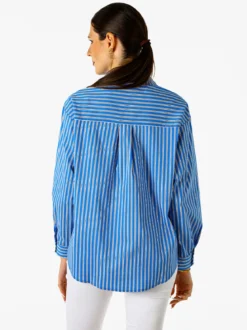 Solada Camicia donna oversize a righe con maniche lunghe - blu