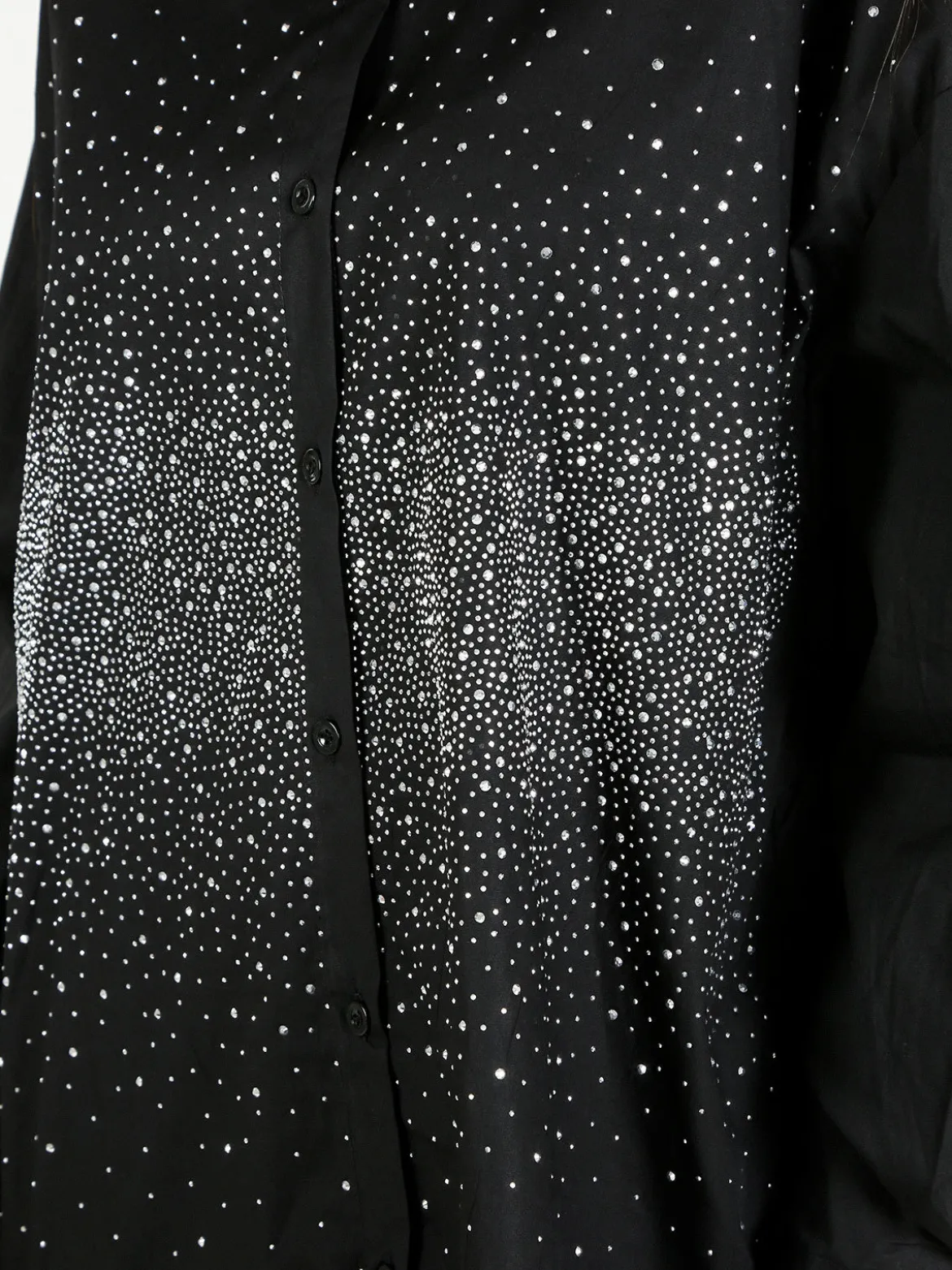 Solada Camicia donna oversize con strass a maniche lunghe - argento