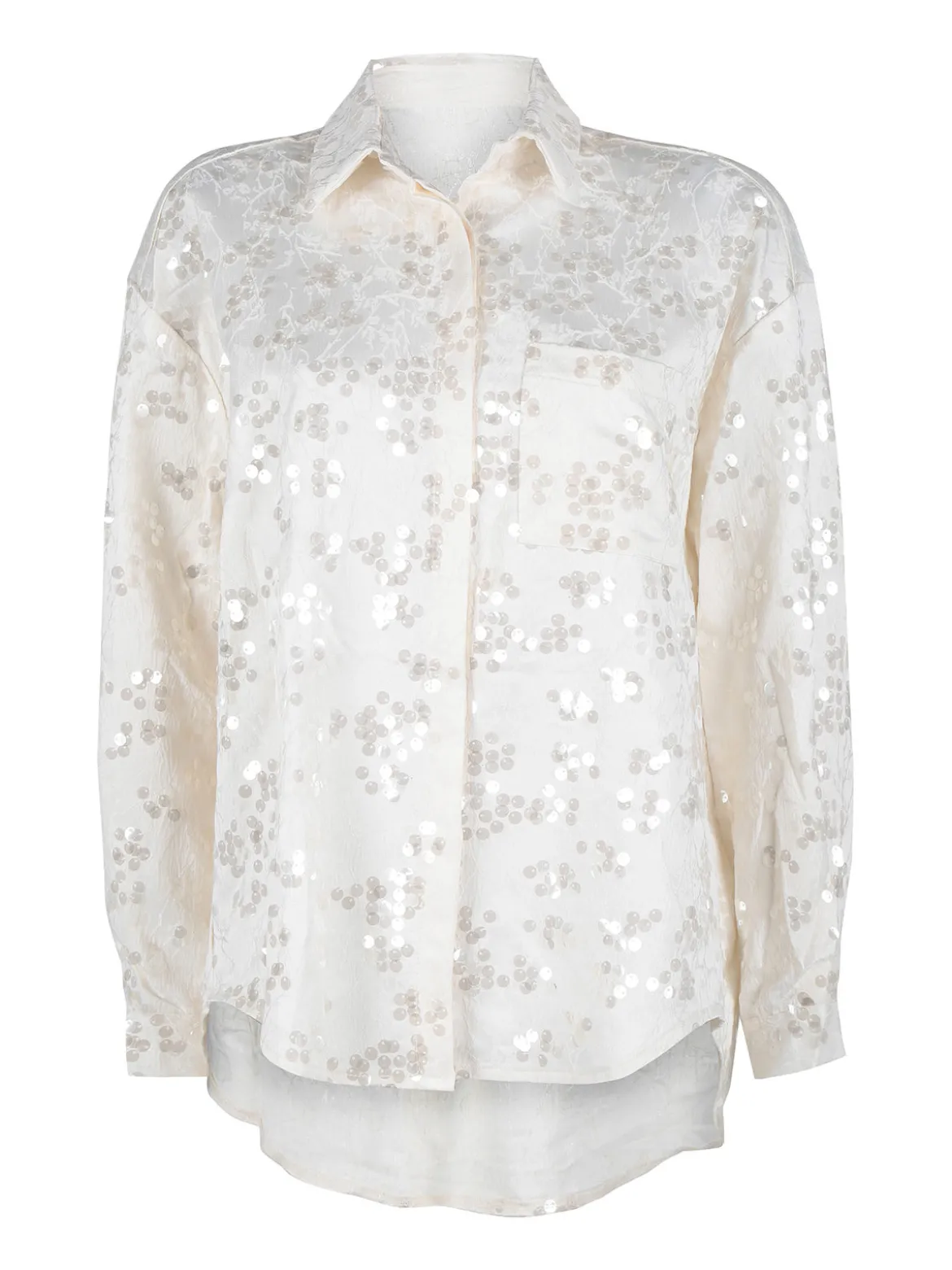 Solada Camicia donna oversize con taschino e paillettes