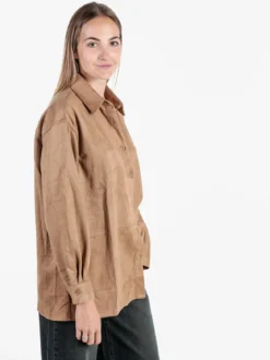 Solada Camicia donna scamosciata oversize - khaki