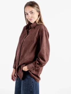 Solada Camicia donna scamosciata oversize - moro