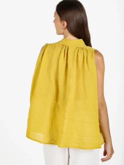 Solada Camicia donna smanicata in cotone - senape