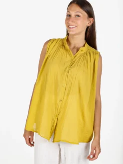 Solada Camicia donna smanicata in cotone - senape