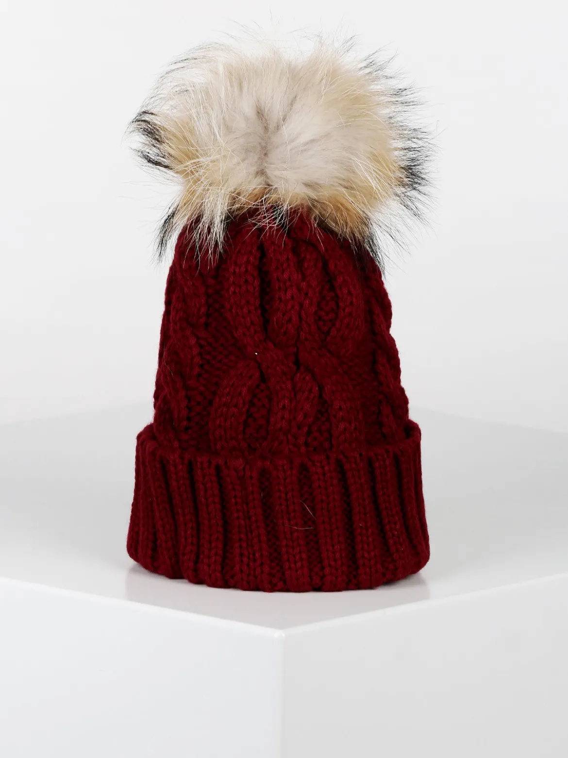 Solada Cappello donna in maglia con pom pon di pelo