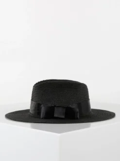 Solada Cappello nero di paglia con fiocco