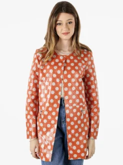 Solada Cappotto donna con stampe a pois senza chiusura - arancione