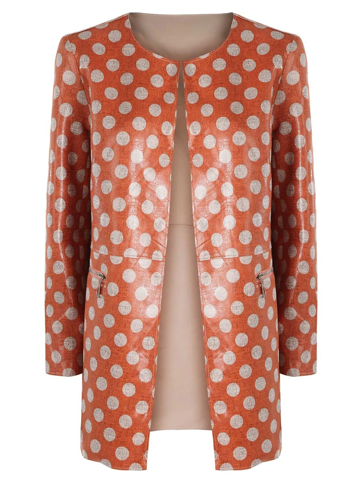 Solada Cappotto donna con stampe a pois senza chiusura - arancione