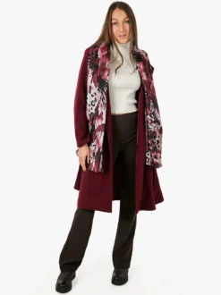 Solada Cappotto donna midi a doppiopetto - bordeaux