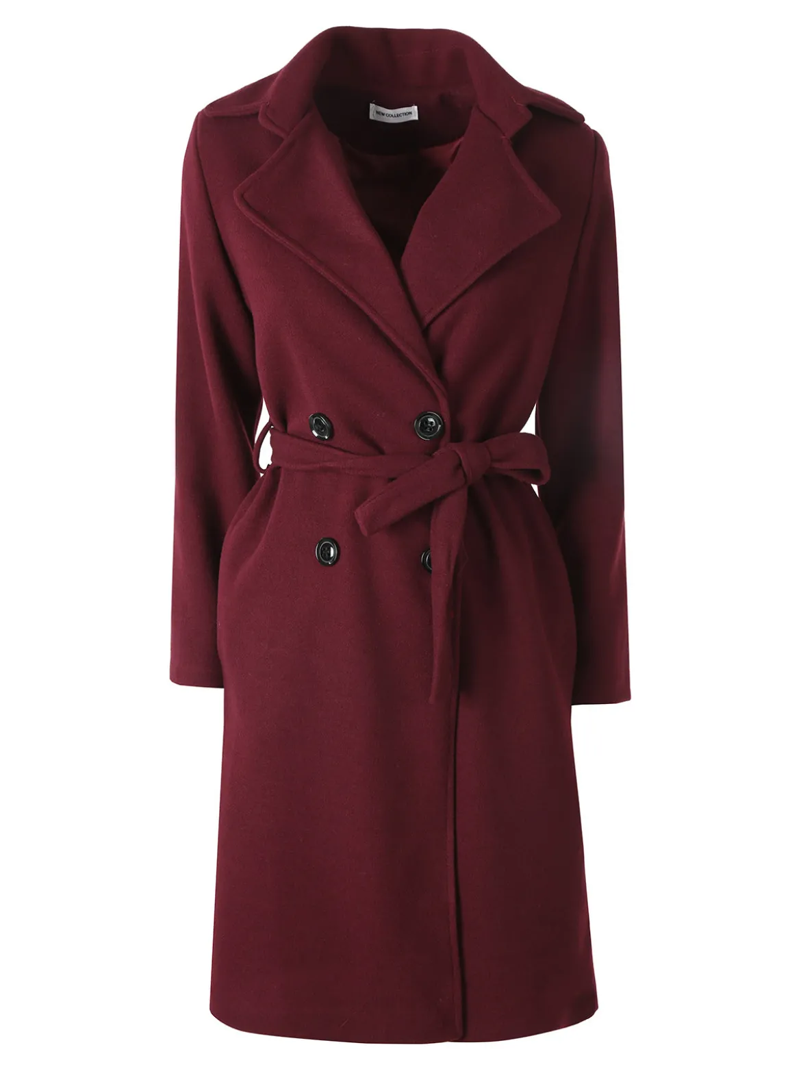 Solada Cappotto donna midi a doppiopetto - bordeaux