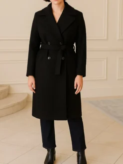 Solada Cappotto donna midi a doppiopetto - nero