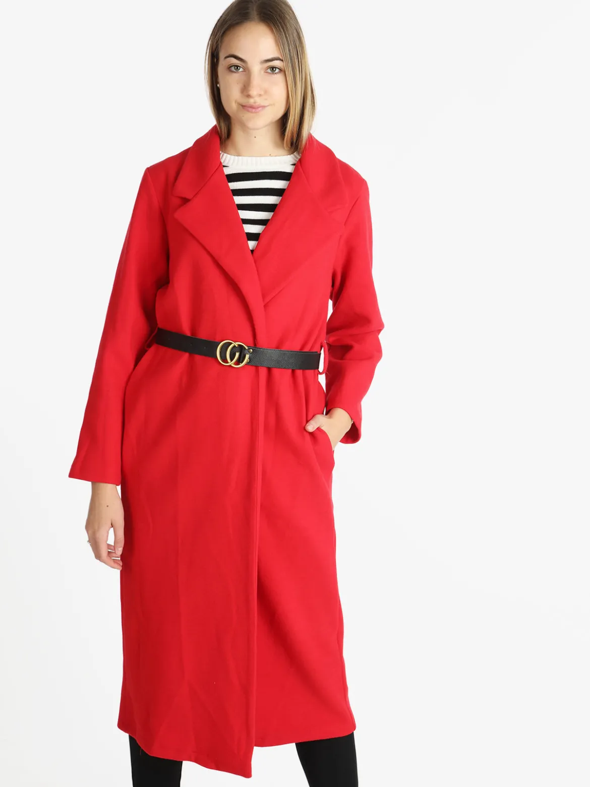 Solada Cappotto lungo classico donna con cintura
