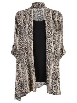 Solada Cardigan donna animalier con top - beige