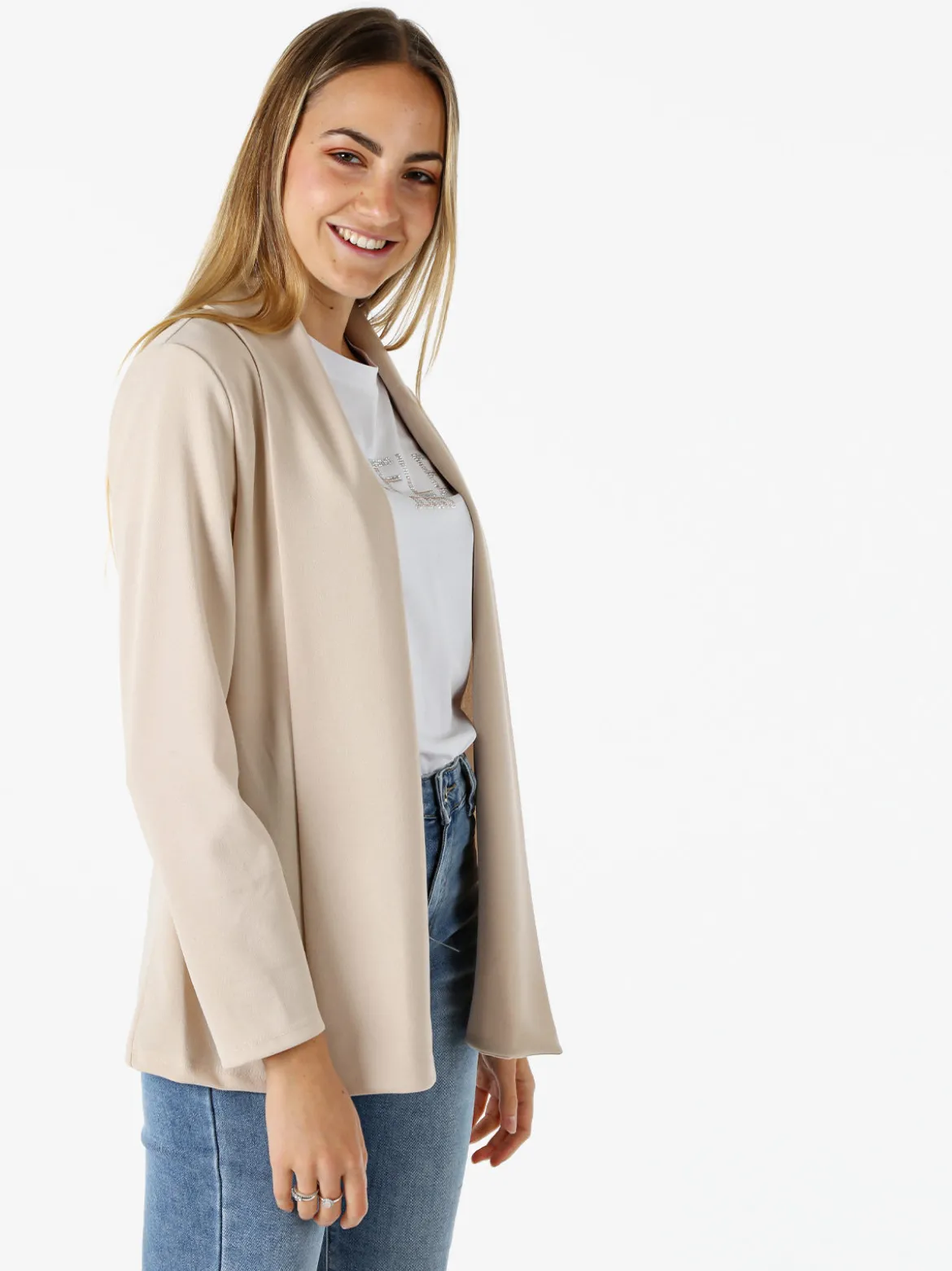 Solada Cardigan donna aperto a maniche lunghe - beige