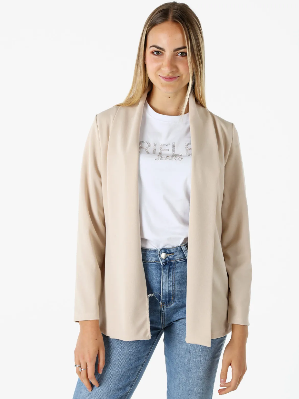 Solada Cardigan donna aperto a maniche lunghe - beige