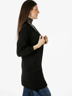 Solada Cardigan donna aperto in misto lana - nero