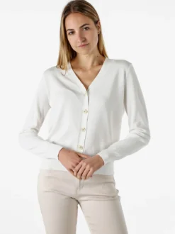 Solada Cardigan donna con bottoni eleganti a fiore - bianco