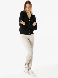 Solada Cardigan donna con bottoni eleganti a fiore - nero