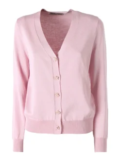 Solada Cardigan donna con bottoni eleganti a fiore - rosa