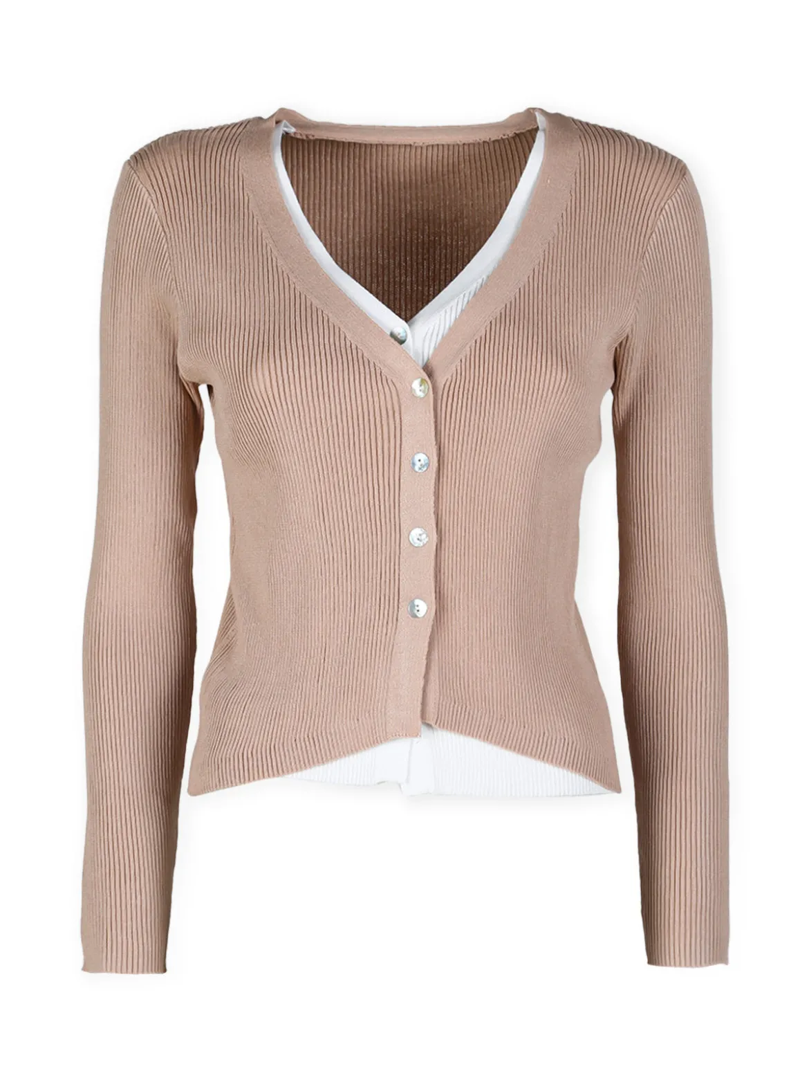 Solada Cardigan donna in maglia a costine con bottoni