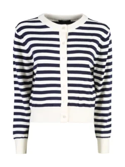 Solada Cardigan donna in maglia a righe - panna