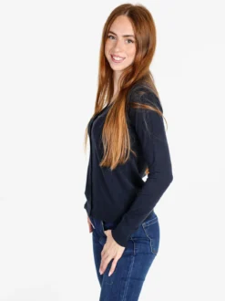 Solada Cardigan donna in maglia con bottoni - blu scuro