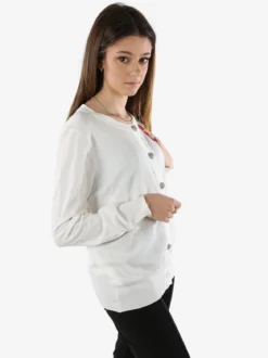 Solada Cardigan donna in maglia con bottoni gioiello - bianco