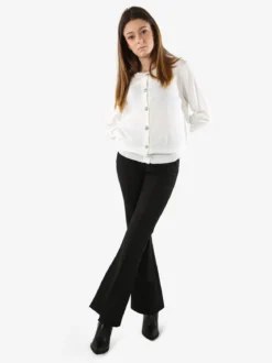 Solada Cardigan donna in maglia con bottoni gioiello - bianco
