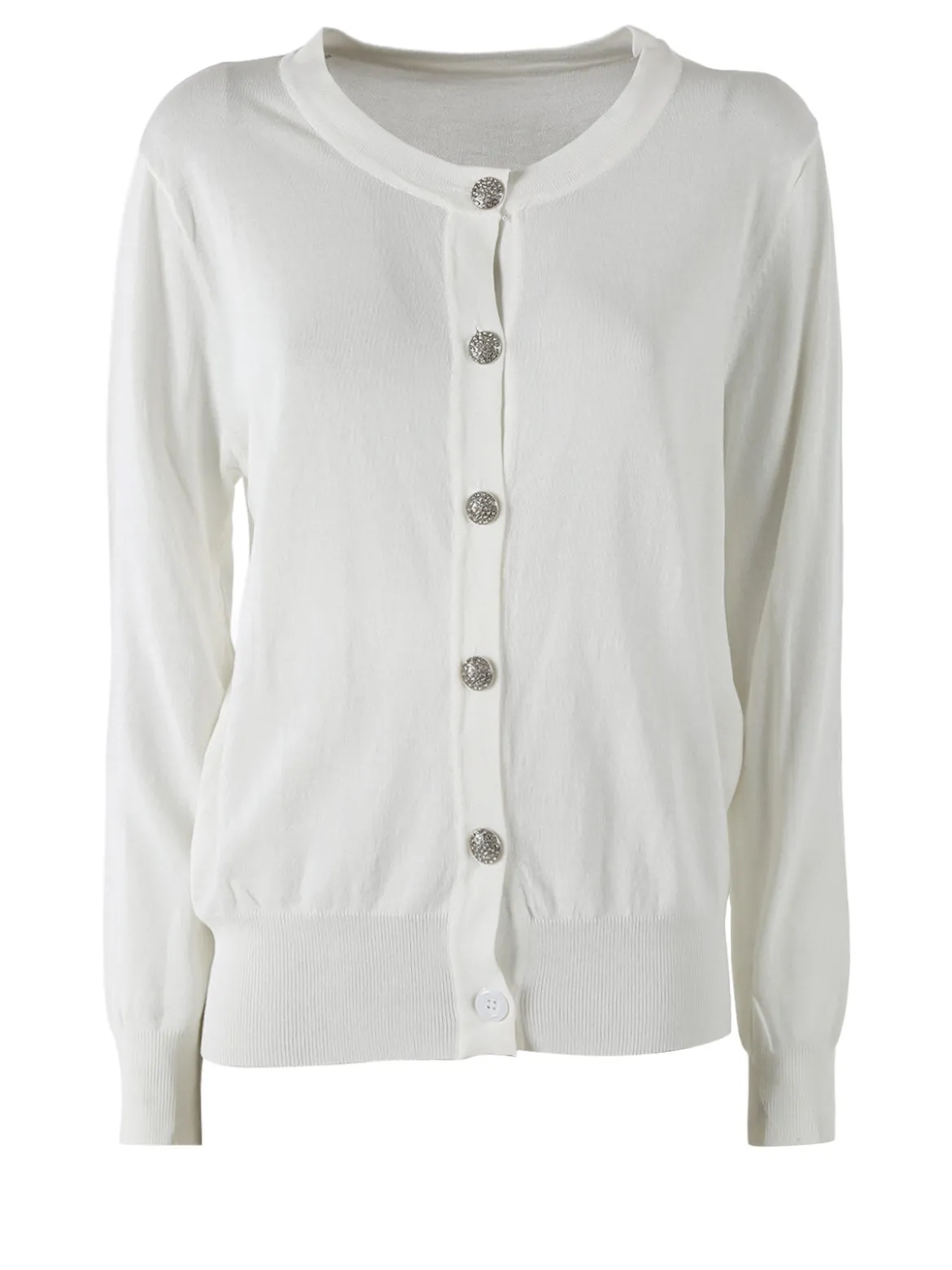 Solada Cardigan donna in maglia con bottoni gioiello - bianco