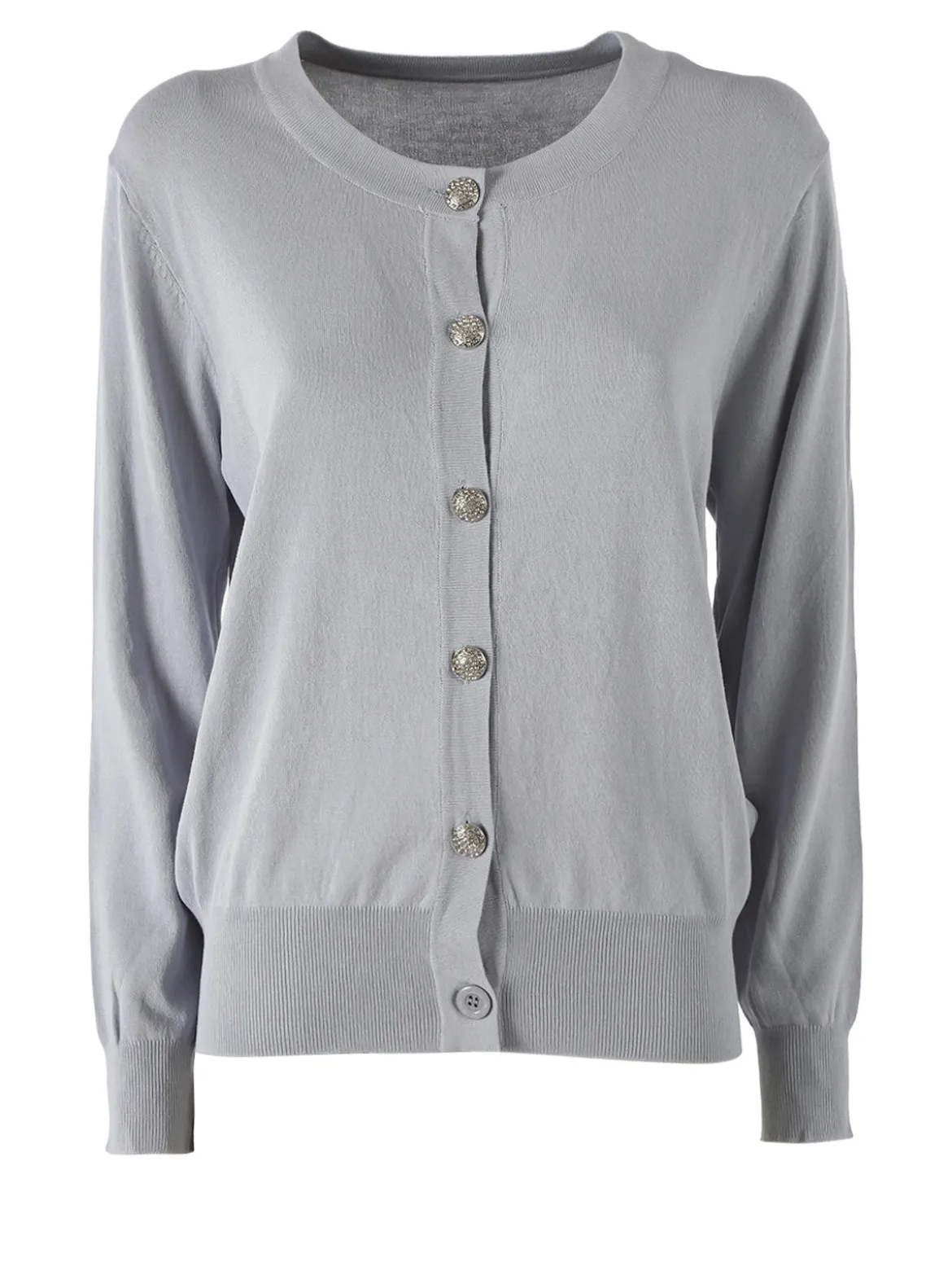 Solada Cardigan donna in maglia con bottoni gioiello - grigio chiaro