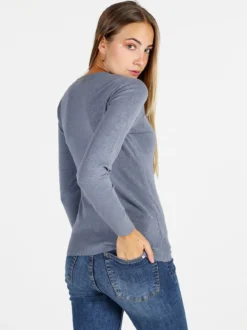 Solada Cardigan donna in maglia con bottoni - jeans