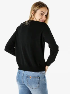 Solada Cardigan donna in maglia fine con bottoni - nero