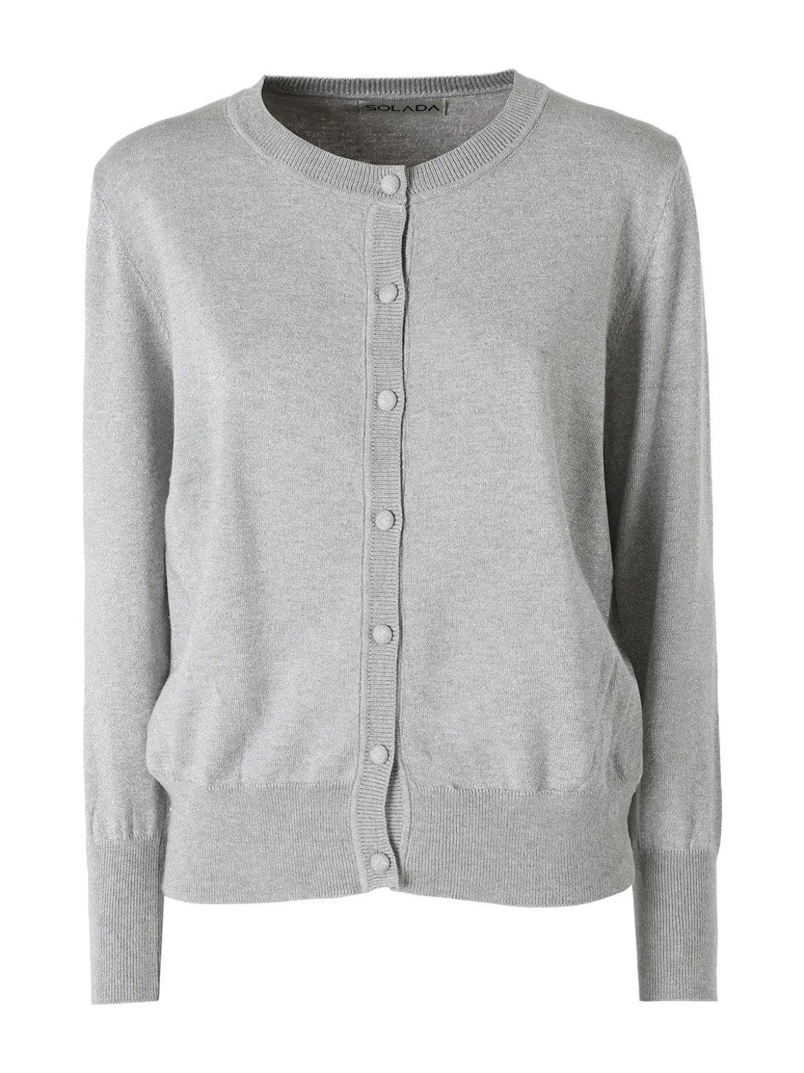 Solada Cardigan donna lurex in maglia con bottoni - grigio