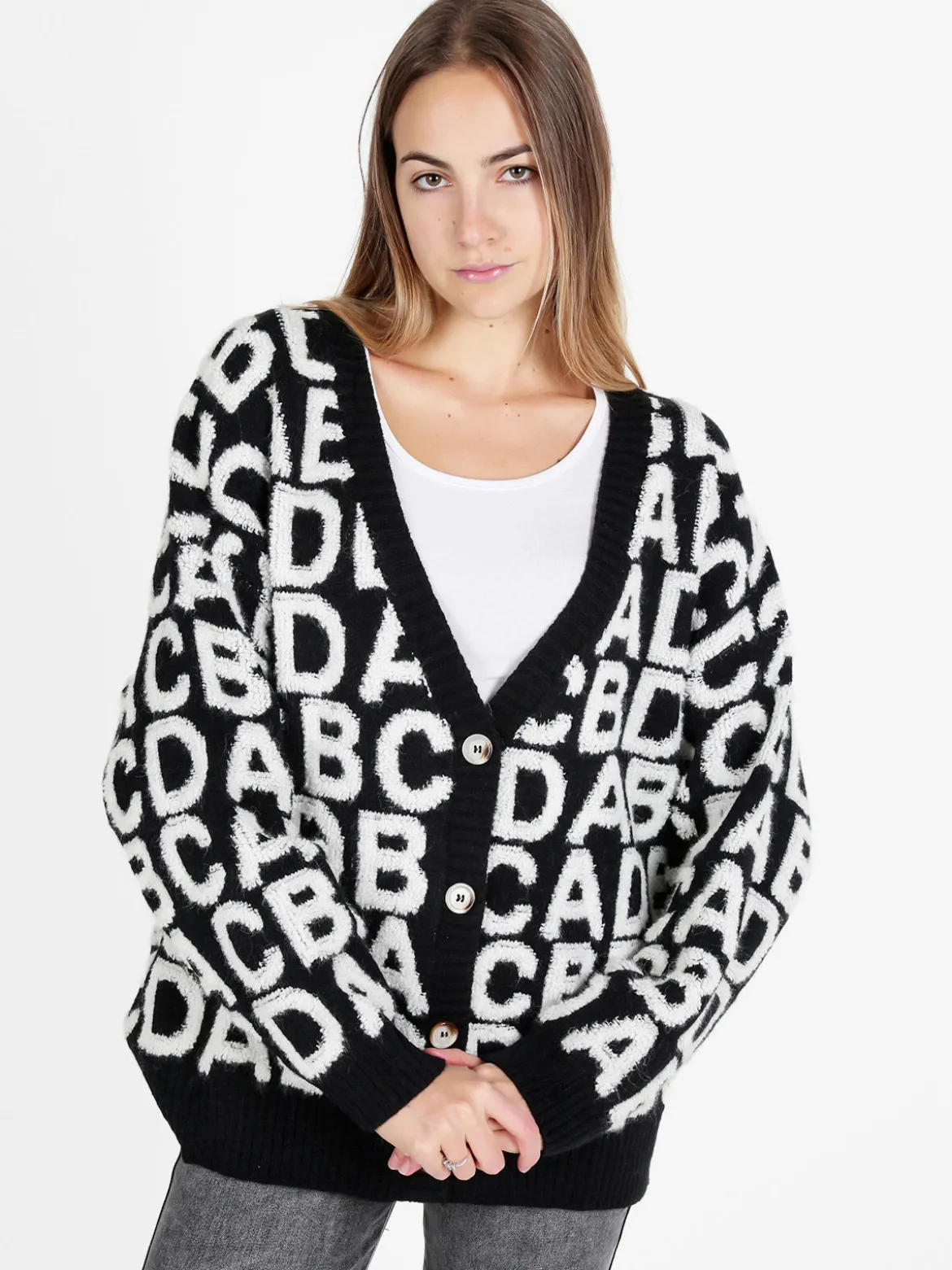 Solada Cardigan donna oversize in maglia con stampe