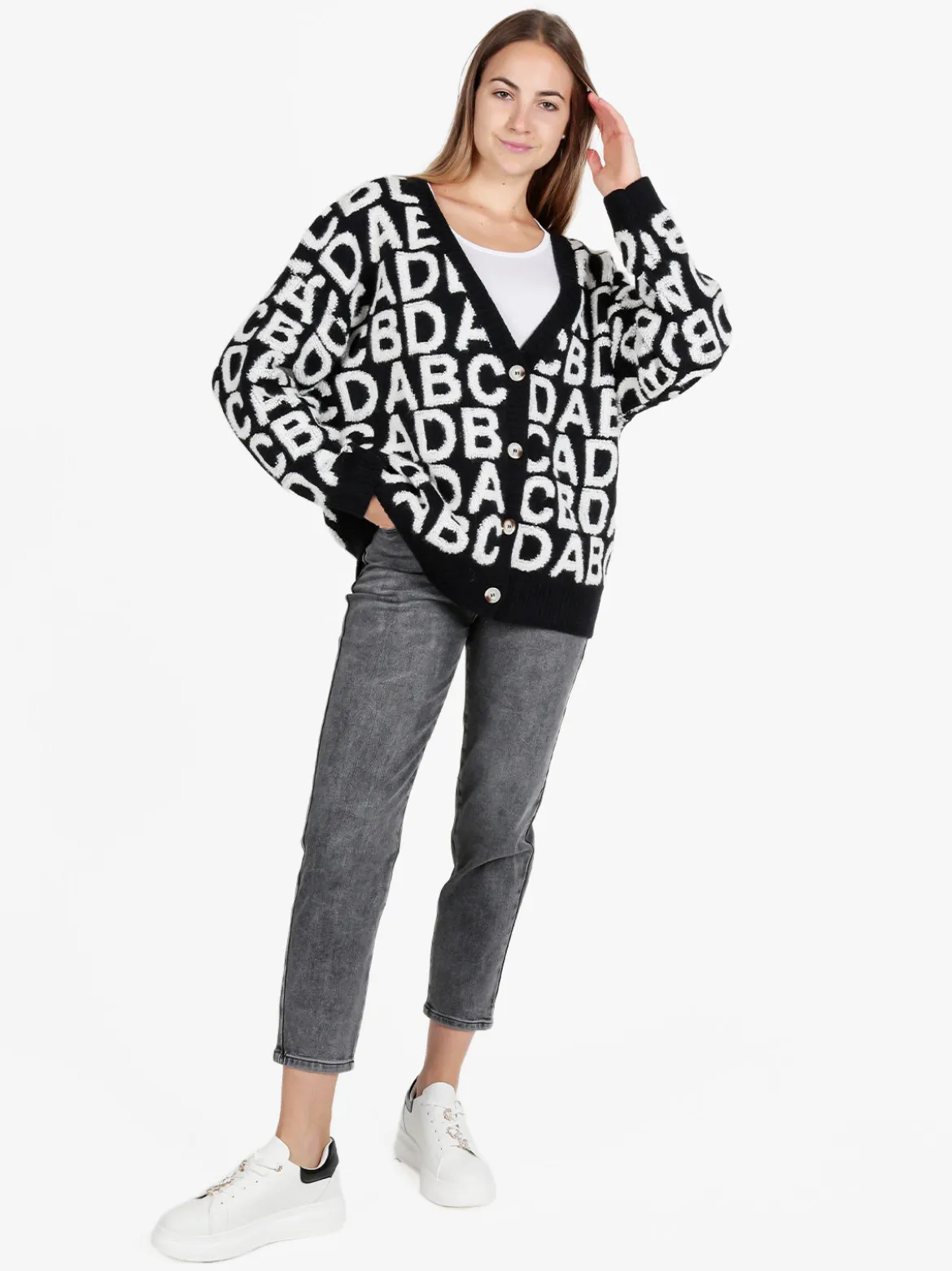 Solada Cardigan donna oversize in maglia con stampe