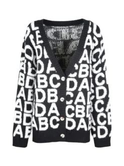 Solada Cardigan donna oversize in maglia con stampe
