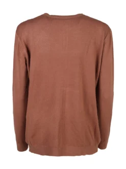 Solada Cardigan girocollo da donna in maglia - cuoio