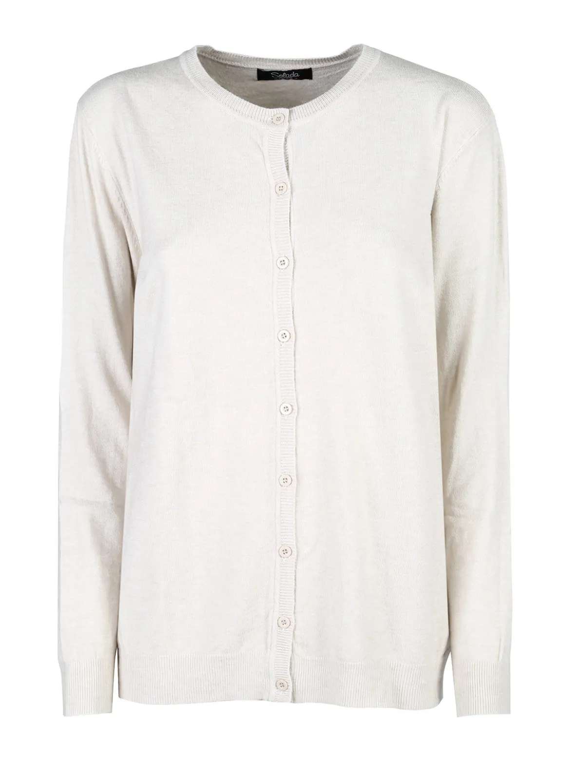 Solada Cardigan girocollo da donna in maglia - panna