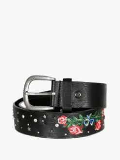 Solada Cintura in pelle con ricami e strass