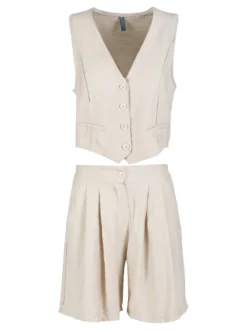 Solada Completo corto da donna con gliet e shorts - beige